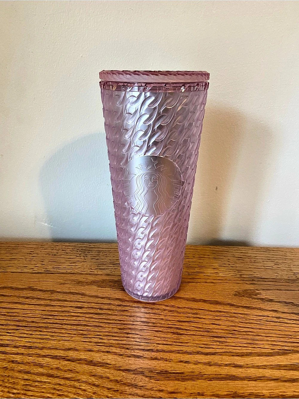 Starbucks 2024 Matte Light Pink Soft Touch Chain Link Venti Cold Cup Tumbler